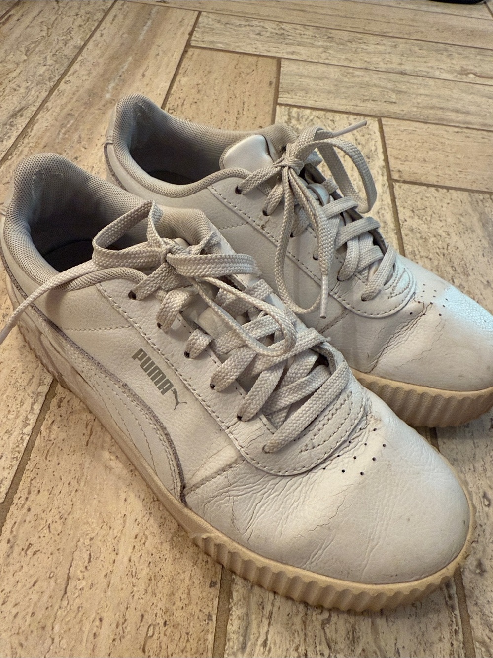 Puma white Leather Platform Sneakers